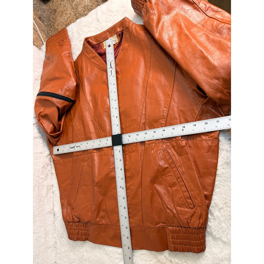 Vintage 70s 80s Genuine Leather Bomber Jacket Hecho en Mexico Burnt Orange M/L - Picture 5 of 7